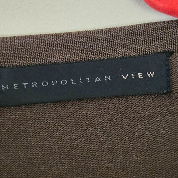 Metropolitan View Medium Brown Silk Blend Lightweight Crewneck Sweater Size L - Picture 3 of 4